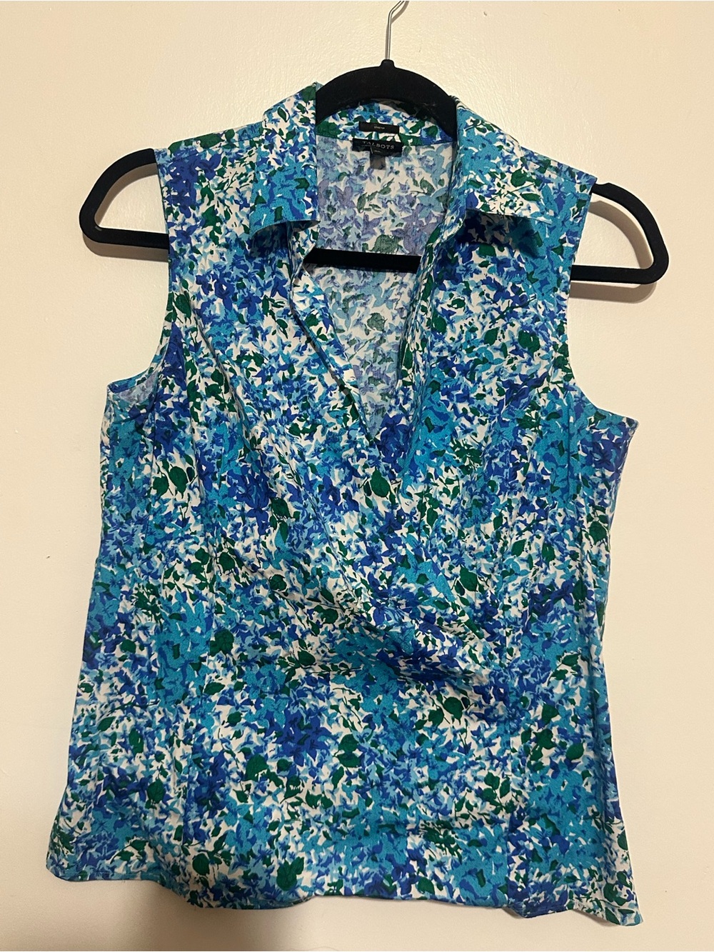 Talbots Blue Floral Sleeveless Collared Camisole